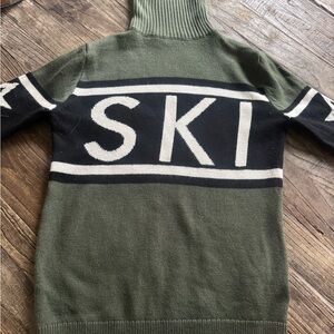 Perfect Moment Olive Green and Black 'SKI' Turtleneck Sweater
